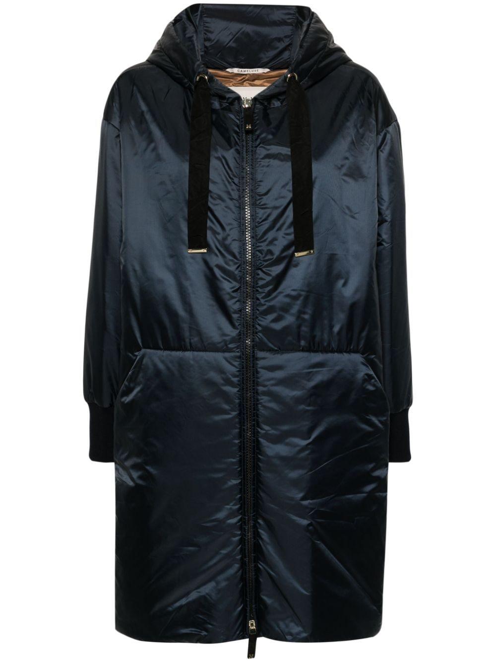 MAX MARA Hooded Zip-up Coat In Blue Product Image