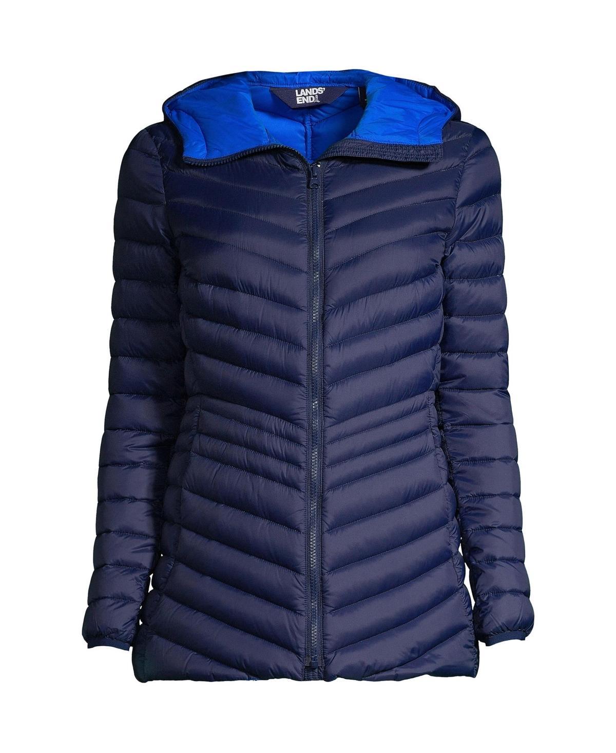 Womens Lands End Hooded Down Wanderweight Ultralight Packable Jacket Product Image