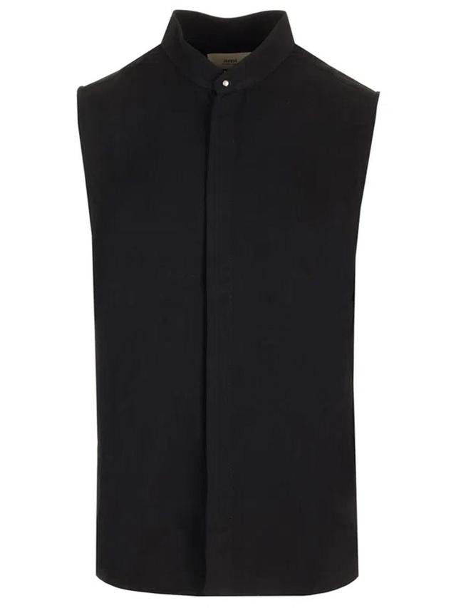 AMI ALEXANDRE MATTIUSSI Ami De Coeur-embroidery Sleeveless Shirt In Black Product Image