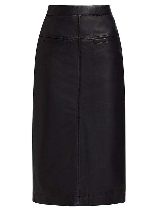 Womens Inaya Leather Pencil Midi-Skirt Product Image