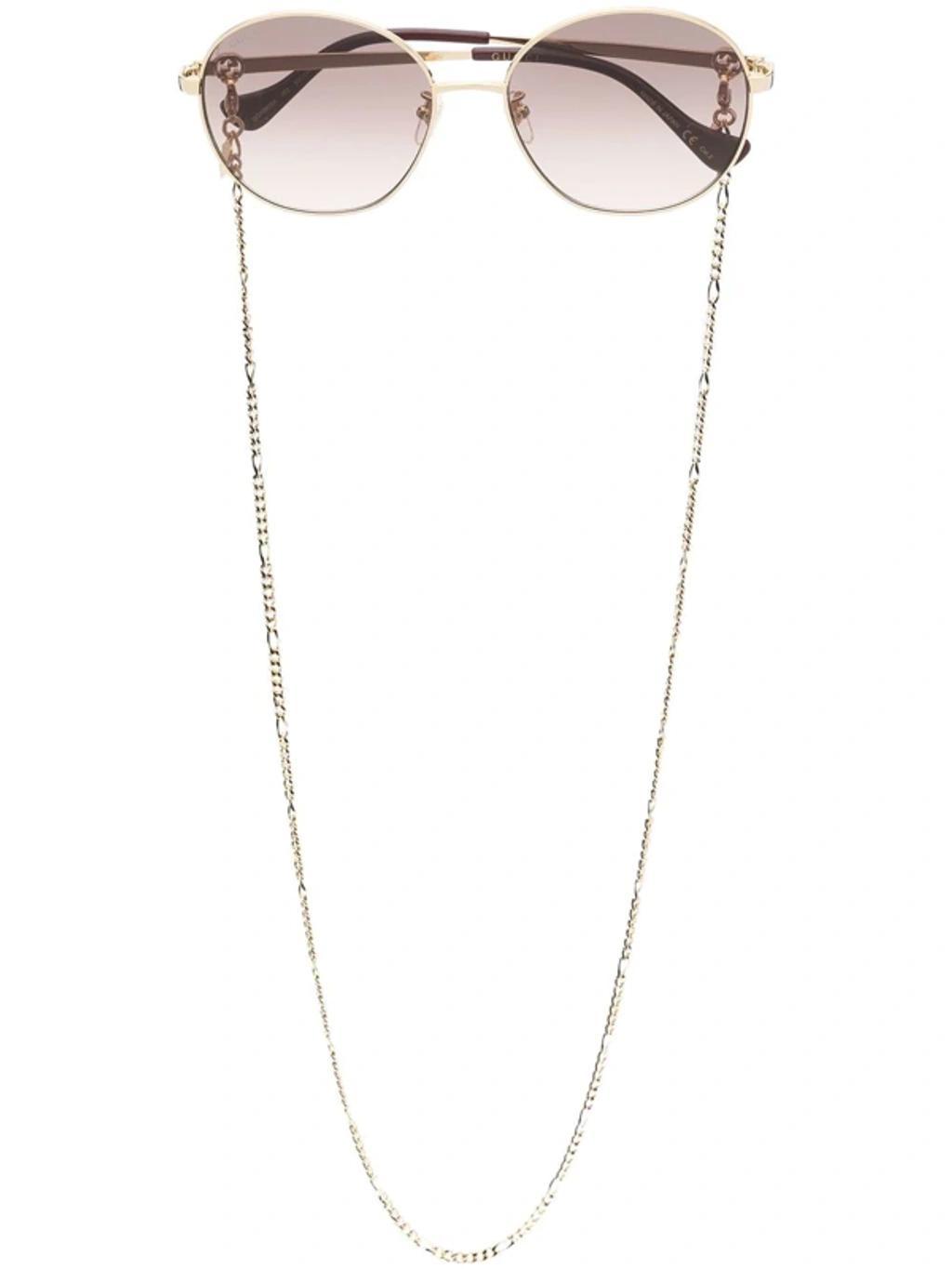 Square Tinted Sunglasses In Gold Product Image