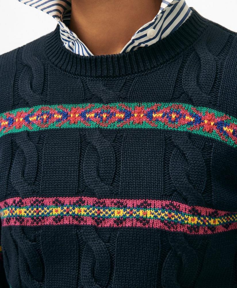 Fair Isle Sweater in Cable Jersey Cotton Product Image