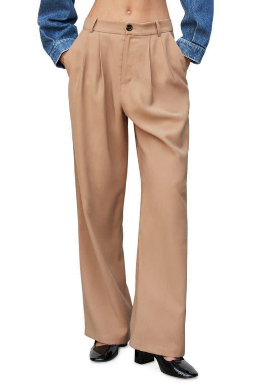 MANGO - Wideleg pleated pants beige - 2 - Women Product Image