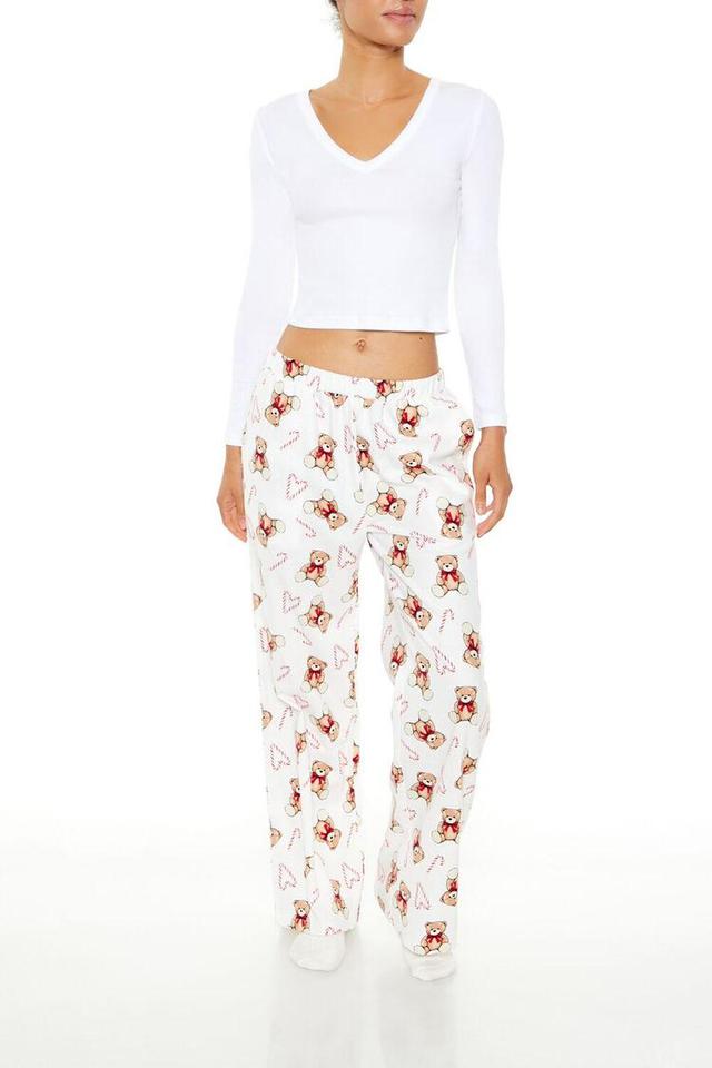 Teddy Bear Wide-Leg Pajama Pants | Forever 21 Product Image