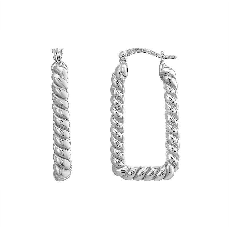 Argento Forte Platinum Over Silver Rectangle Hoop Earrings, Womens, Silver Tone Product Image