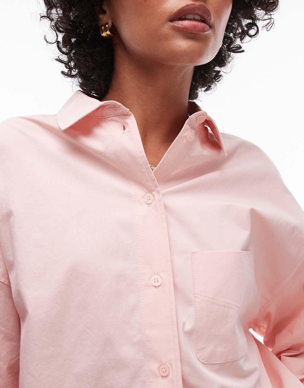 Topshop oversized shirt in dusky pink Product Image