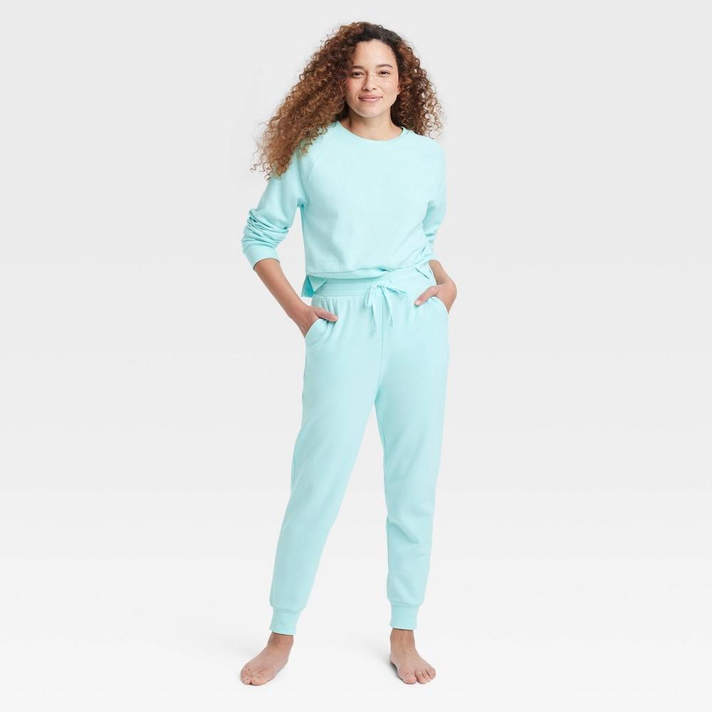 Womens Fleece Lounge Jogger Pajama Pants - Colsie Blue L Product Image