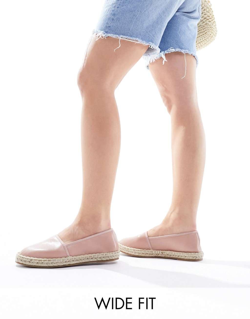 ASOS DESIGN Wide Fit Joey closed toe espadrilles in pale pink Product Image