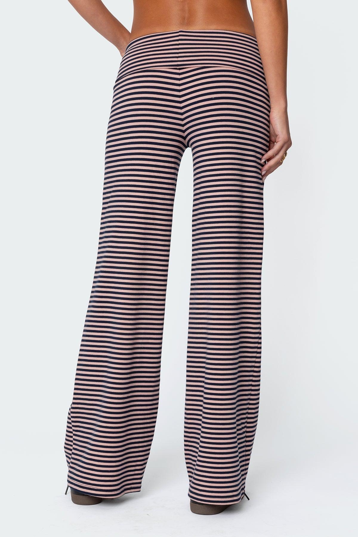 Lilah Striped Fold Over Pants Product Image