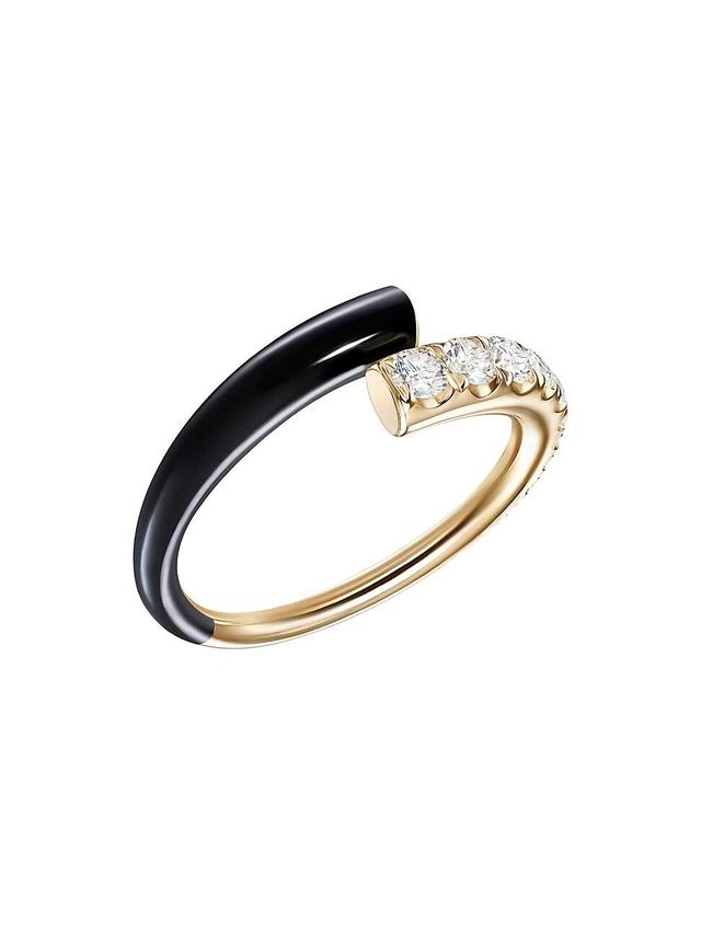 Womens Lola 18K Yellow Gold, Diamond & Black Enamel Ring Product Image