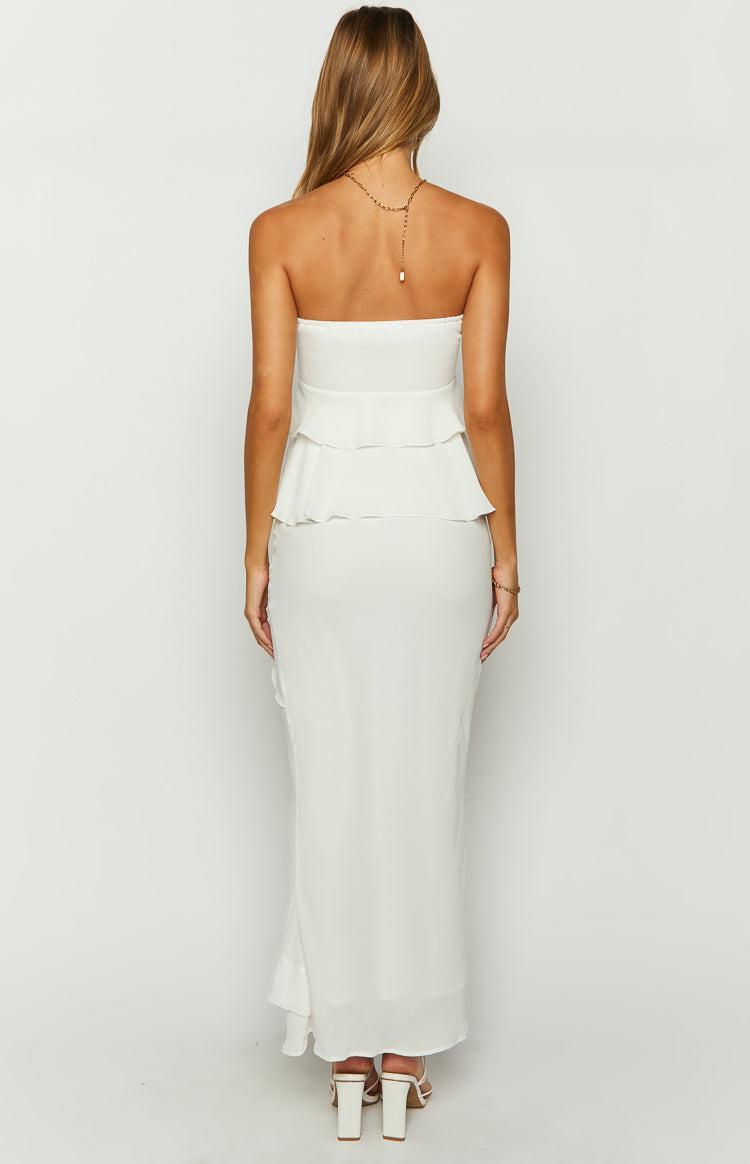 Raleigh White Ruffle Maxi Skirt Product Image