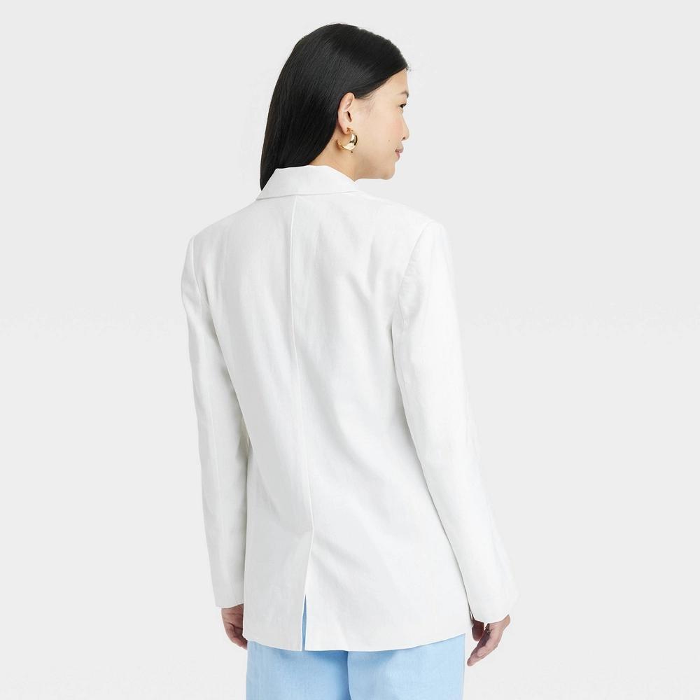 Women's Linen Spring Blazer - A New Day™ White M Product Image