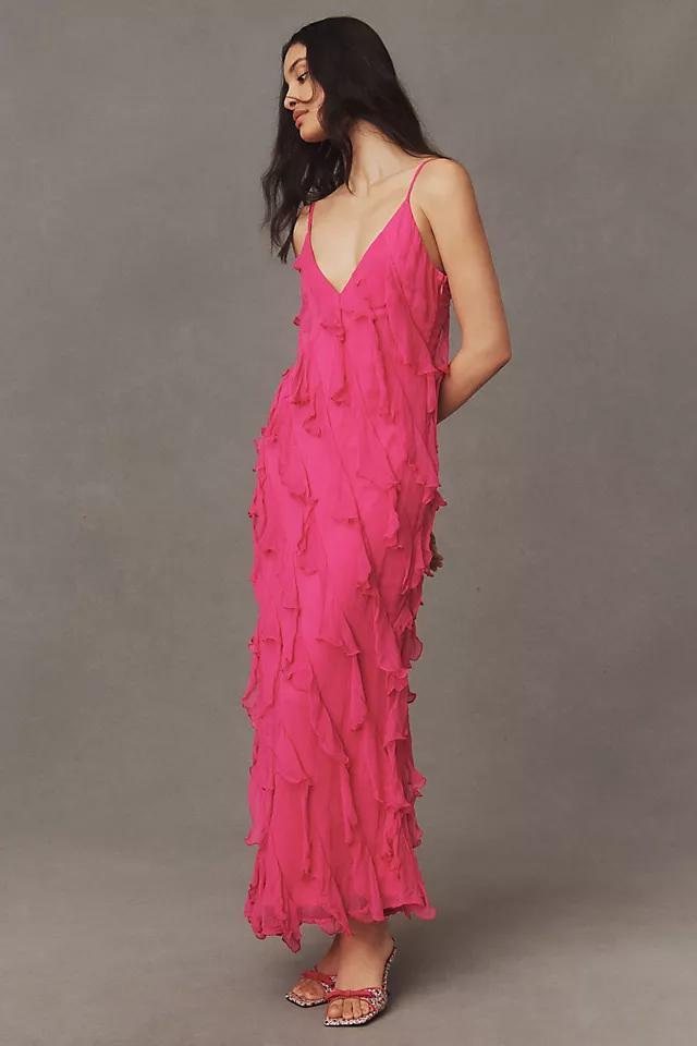 BHLDN Jia Bias-Cut Ruffled V-Neck Gown Product Image