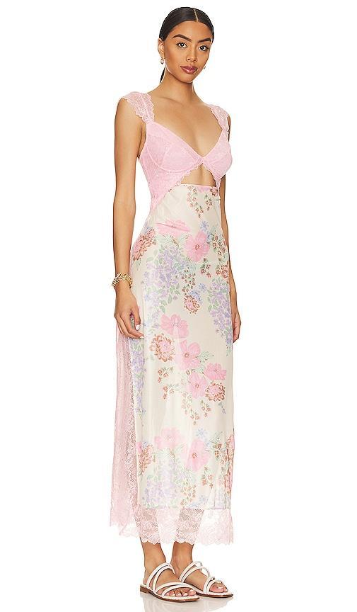 Free People Suddenly Fine Floral Print Cutout Lace Trim Nightgown Product Image