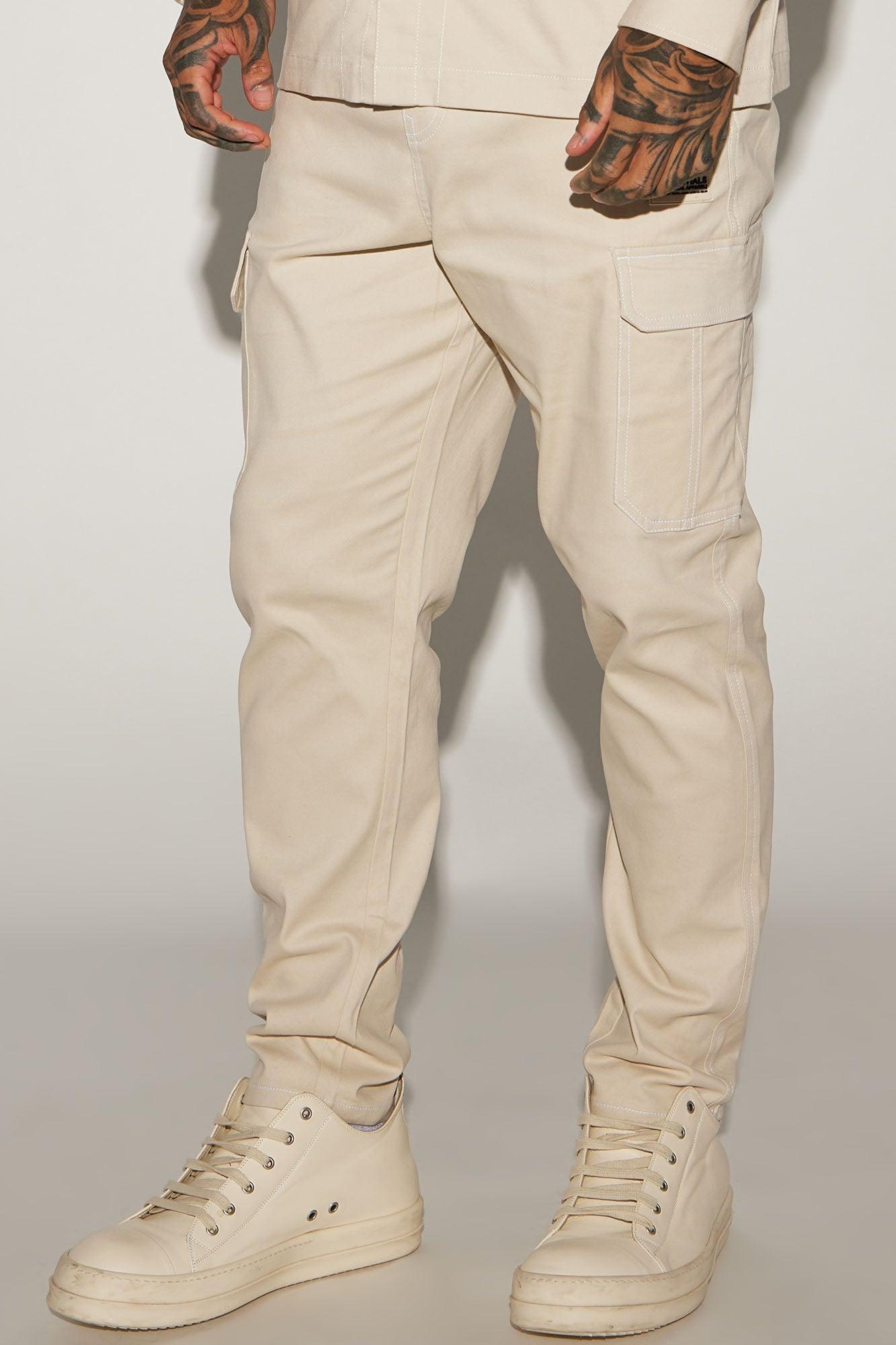 Rocky Contrast Stitch Slim Cargo Pants - Tan product image