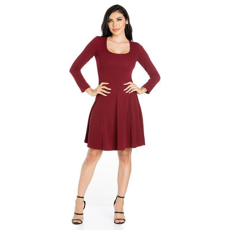 Womens 24seven Comfort Apparel Long Sleeve Knee Length Skater Dress product image