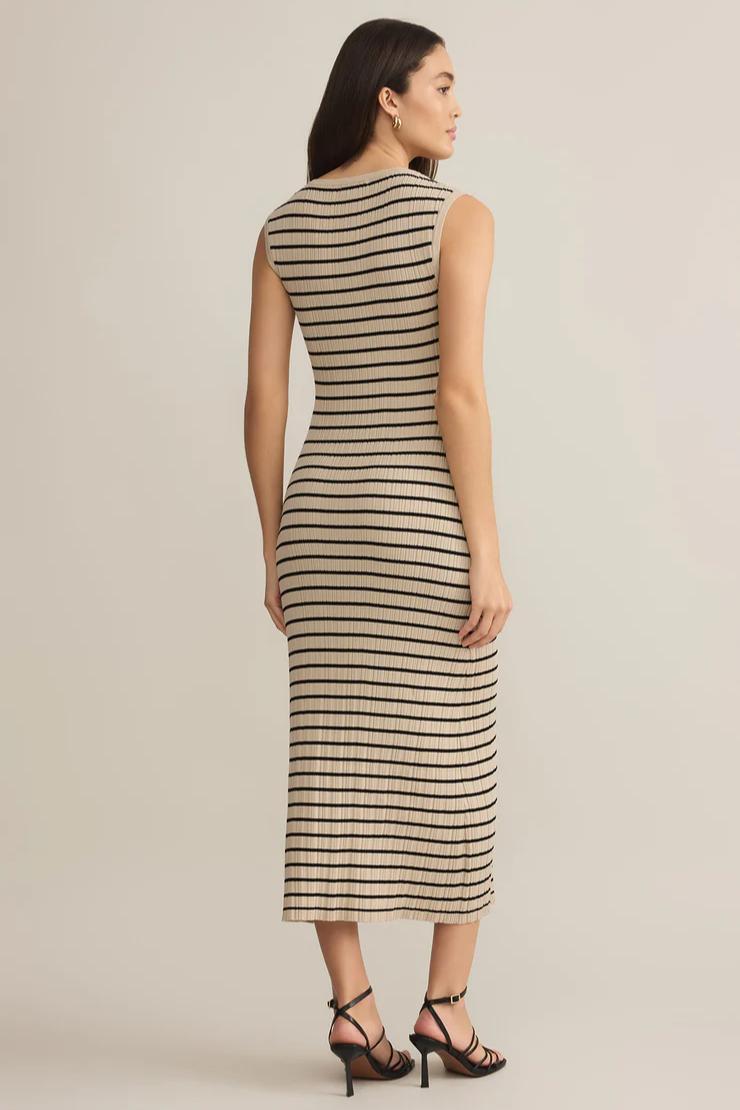 Giselle Stripe Rib Maxi Dress- Sandshell Product Image