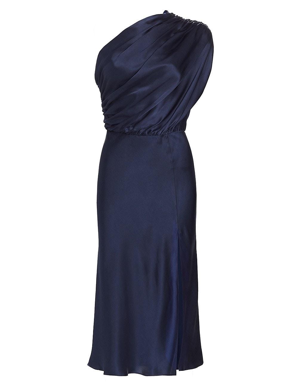 Womens Dupree Silk One-Shoulder Midi-Dress Product Image