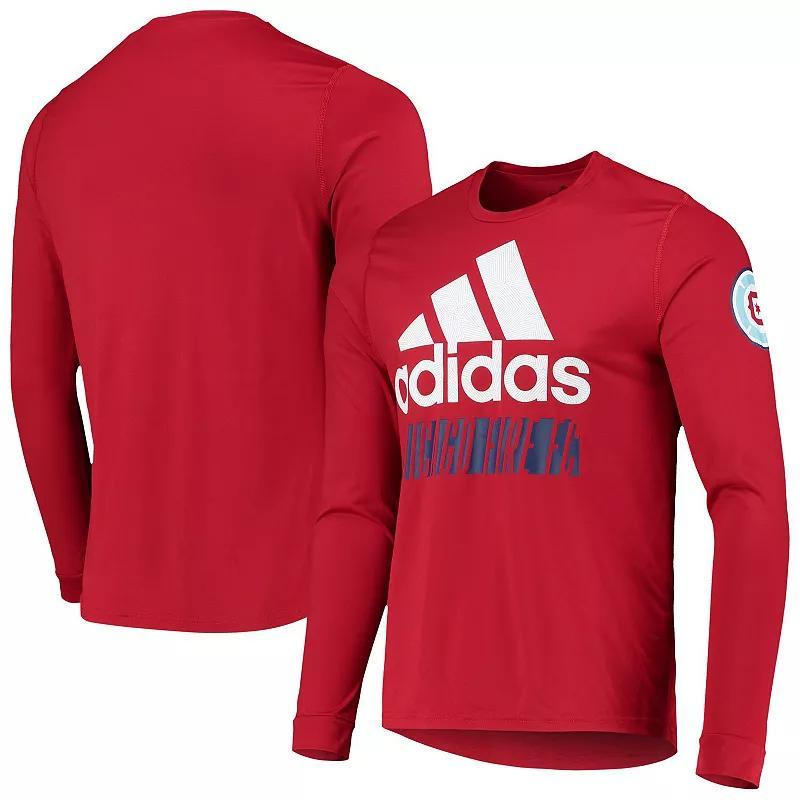 Mens adidas Red Chicago Fire Vintage Performance Long Sleeve T-Shirt Product Image