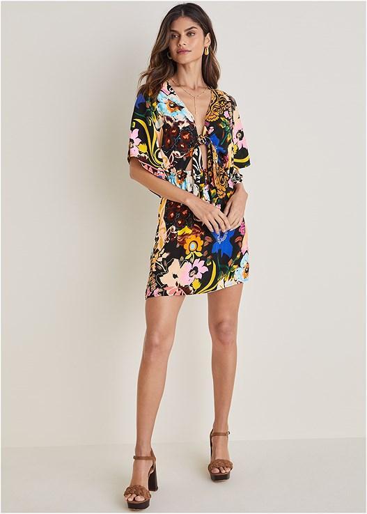 Printed Tie Mini Dress Product Image