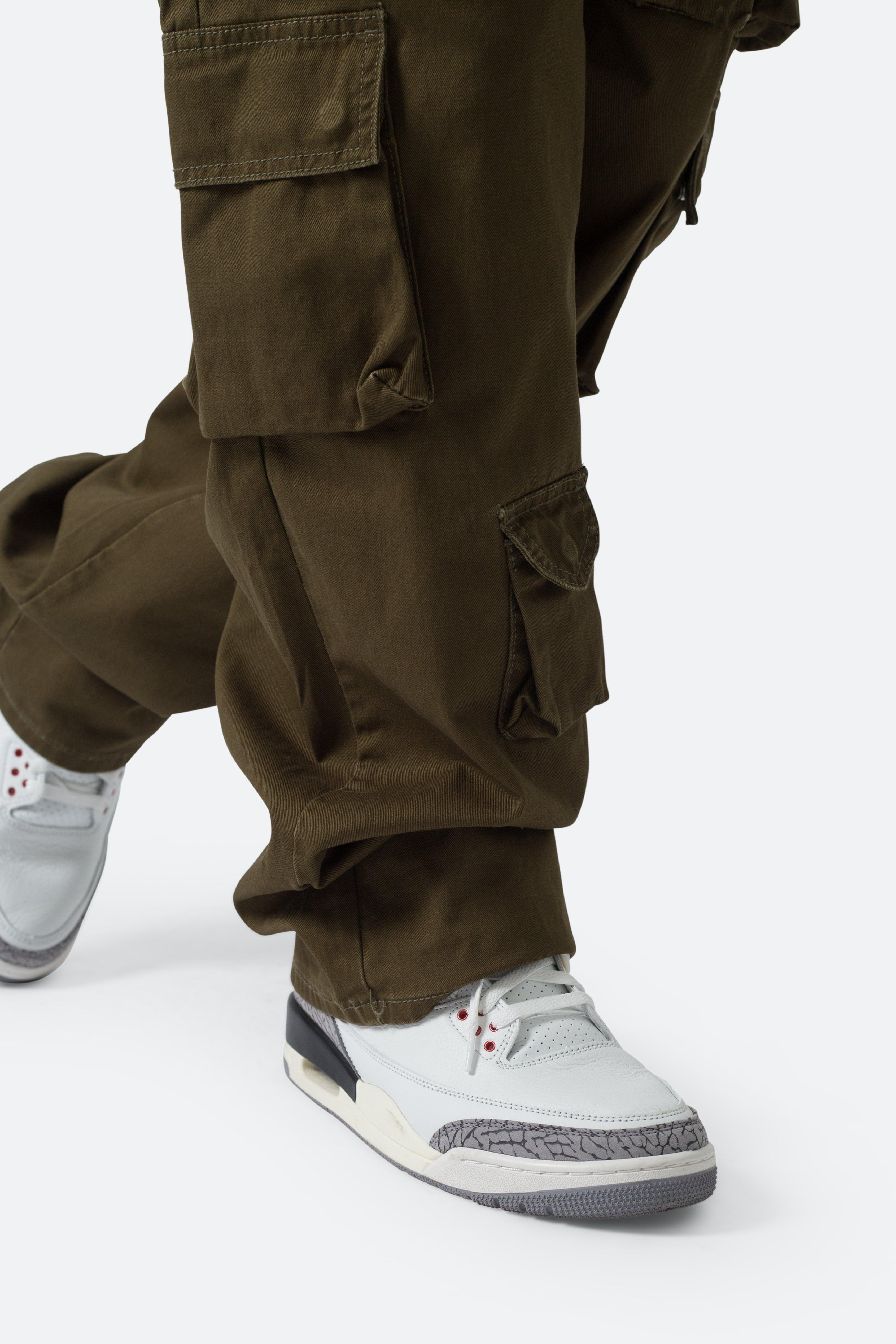 Baggy Cargo Pants - Washed Olive Product Image