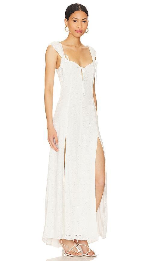 LPA Gabriella Eyelet Maxi Dress in White. Product Image