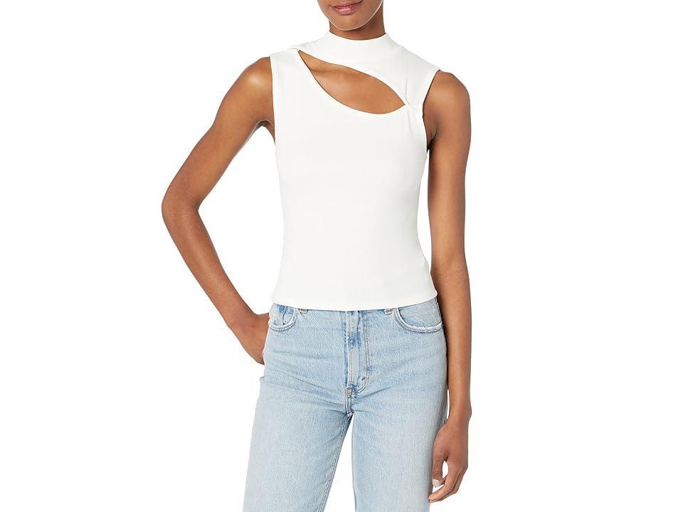 Hudson Jeans Mock Neck Cutout Tank (Ecru) Women's Clothing Product Image