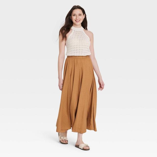 Womens Pull-On A-Line Maxi Skirt - Universal Thread Tan M Product Image