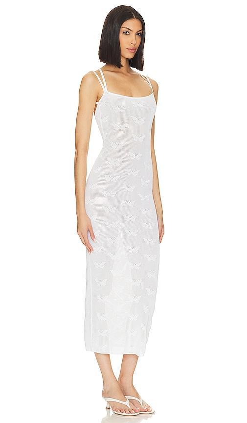 MAJORELLE Elazer Butterfly Midi Dress in White. Size M. Product Image