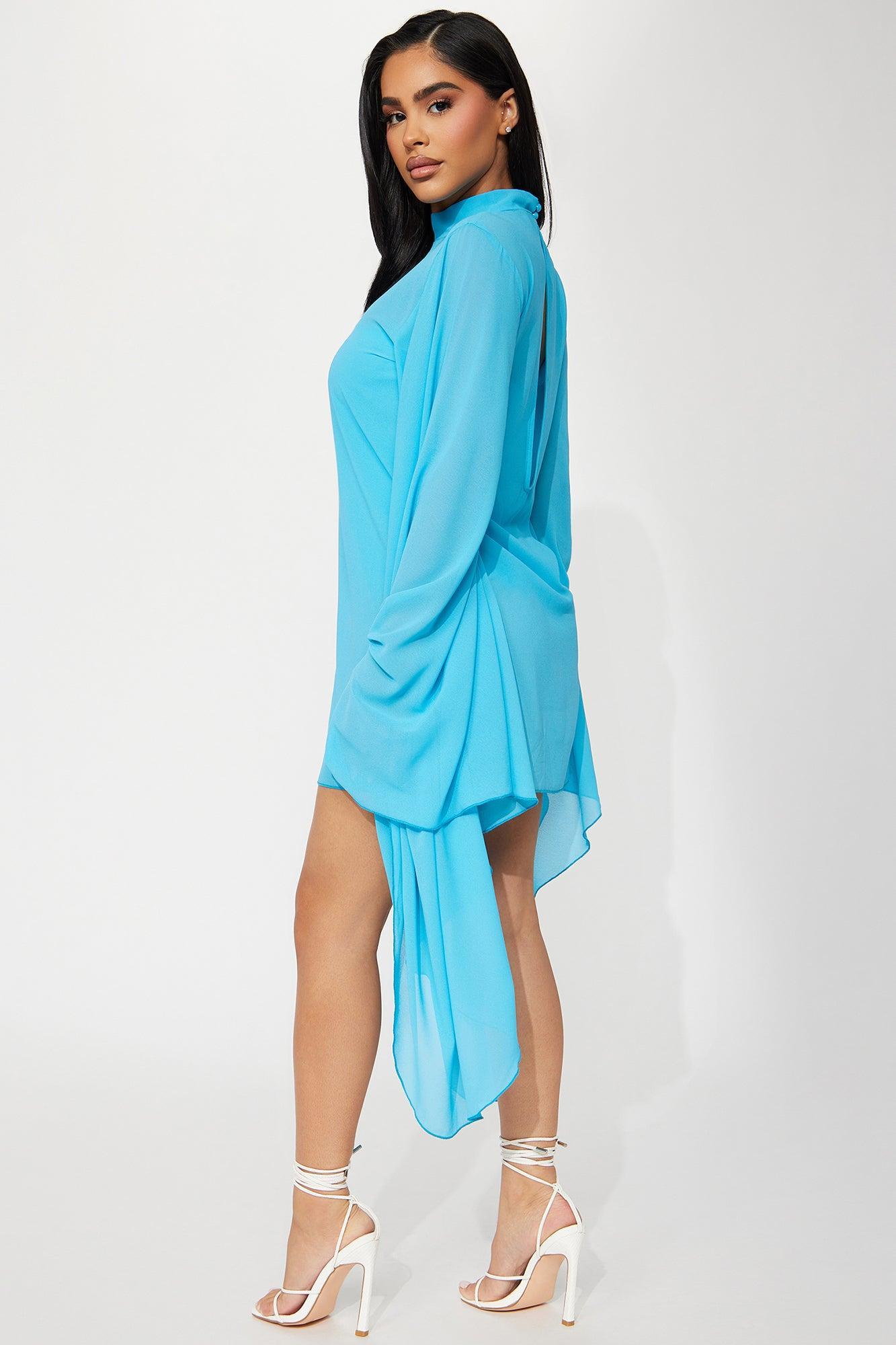 Over It Mesh Mini Dress - Turquoise Product Image