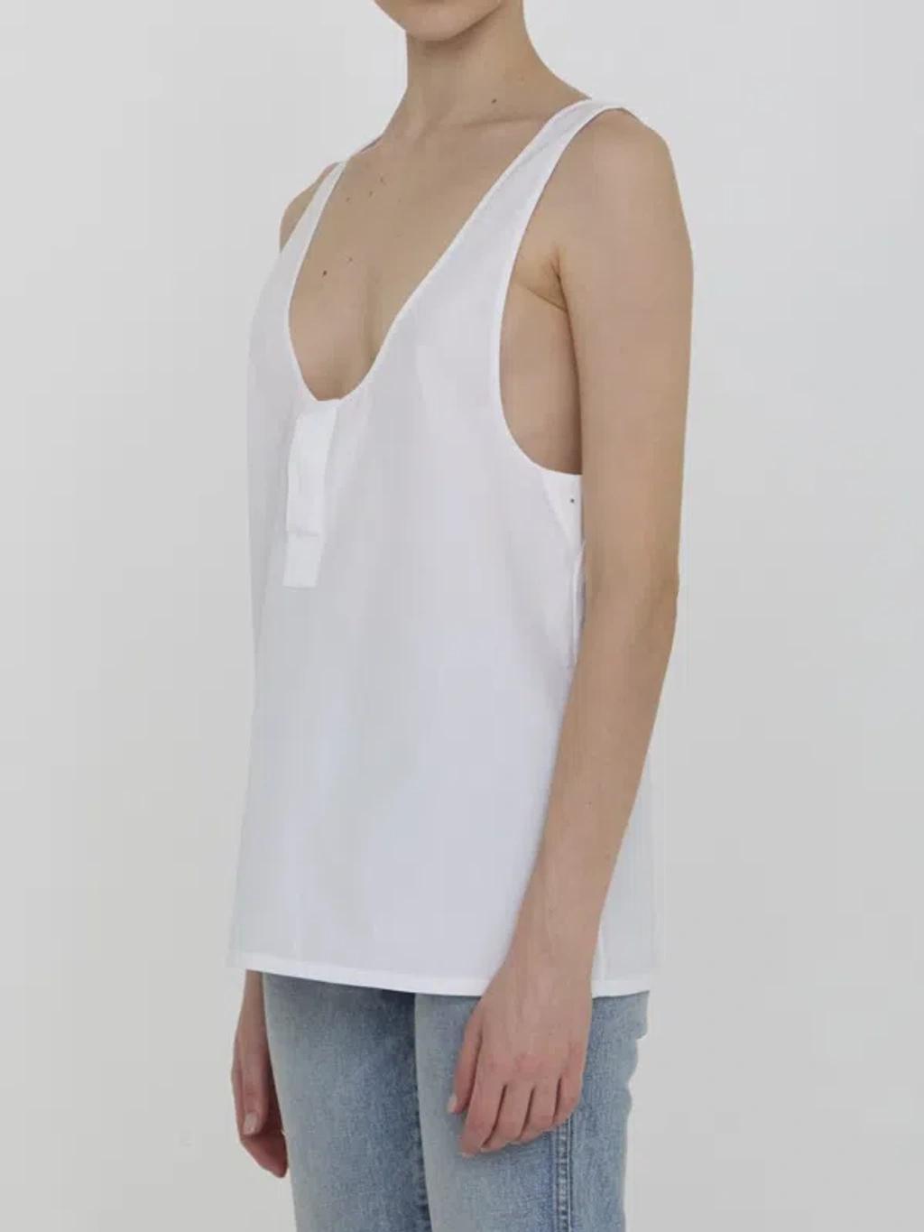 Henley  Tank Top In White Product Image