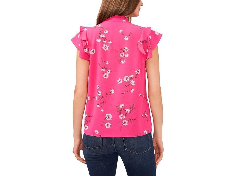 CeCe Floral Print Ruffle Pintuck Blouse Product Image