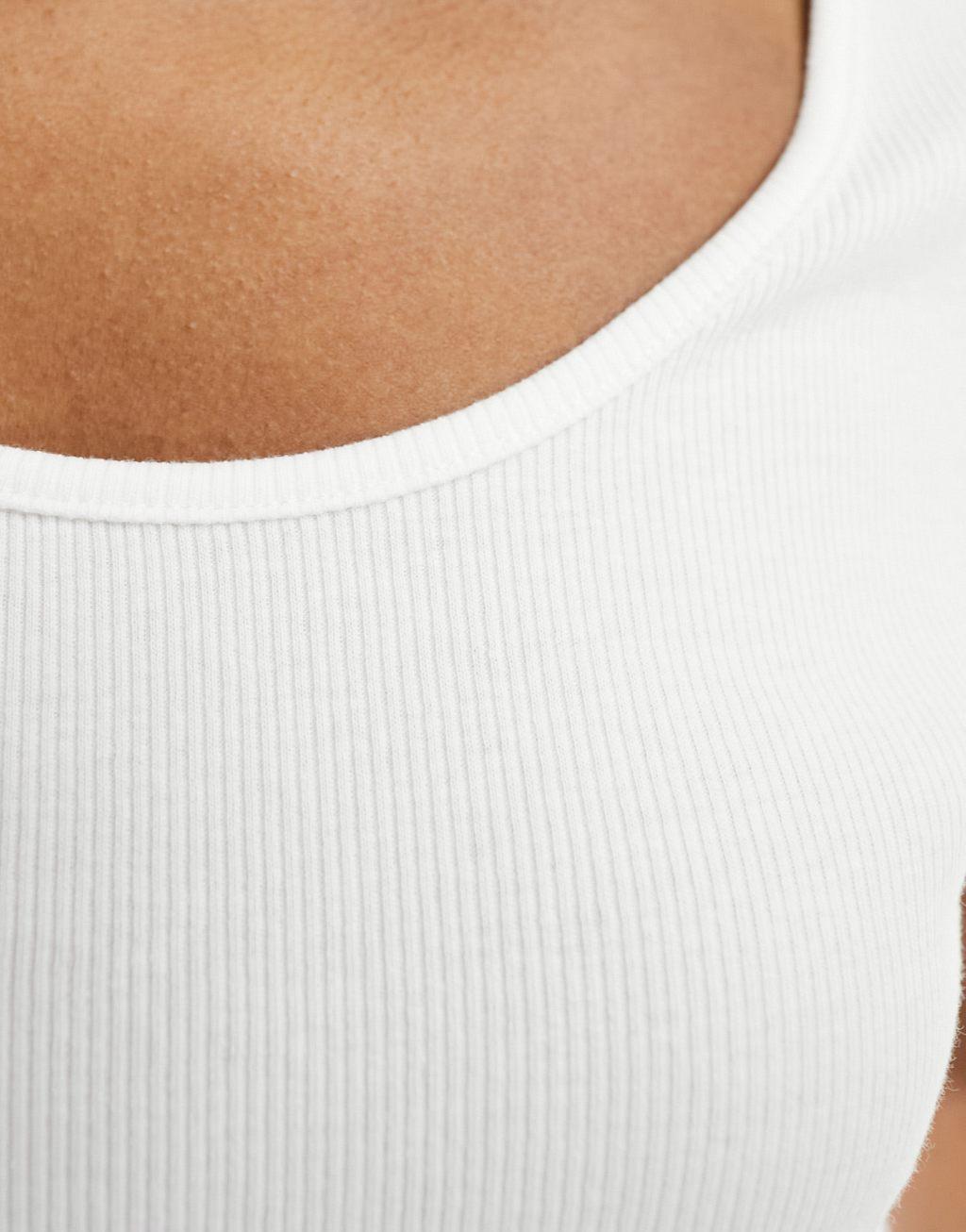 Monki short sleeve scoop neck top in white Product Image