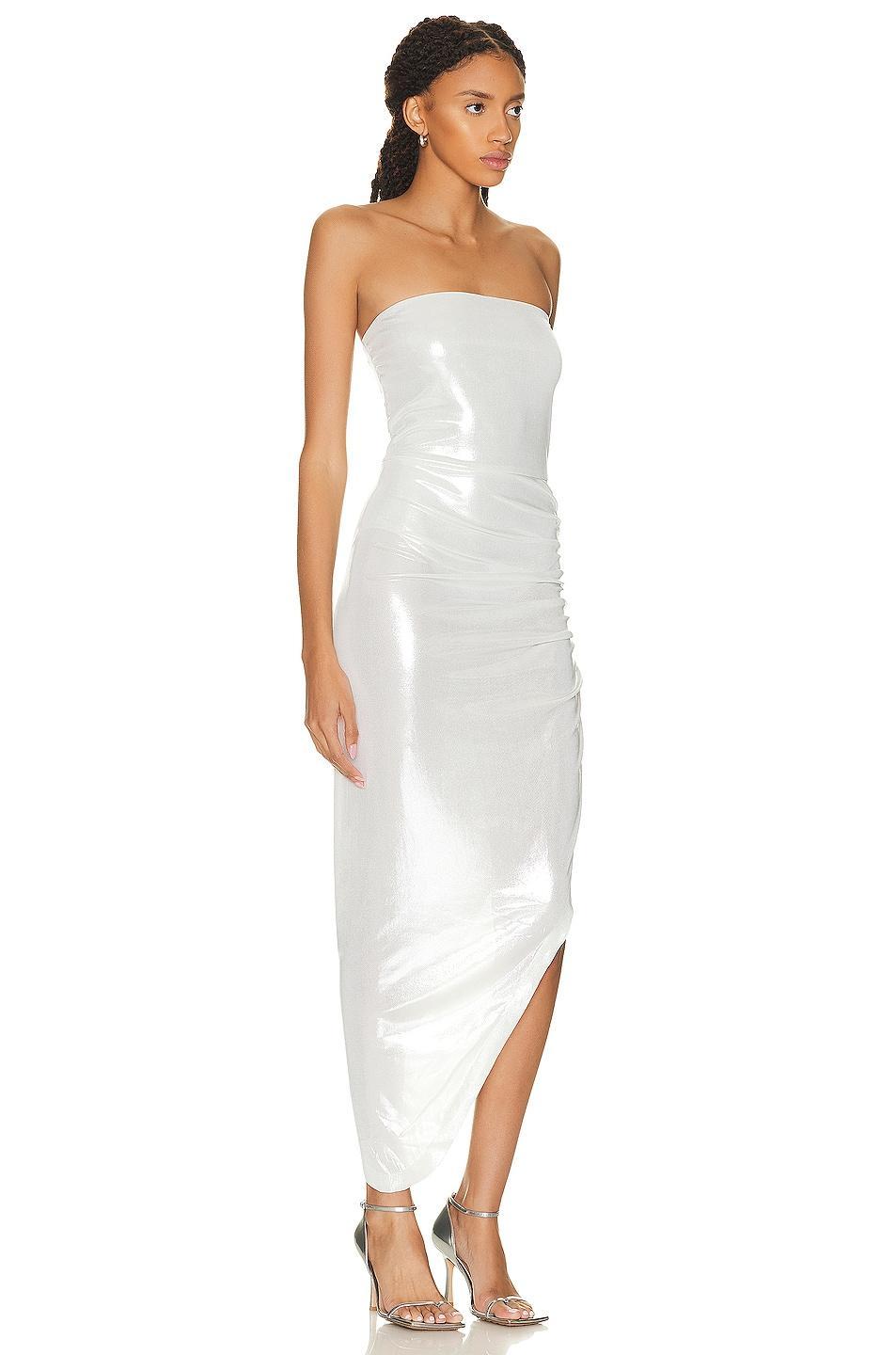 Norma Kamali Strapless Side Drape Gown in White Product Image