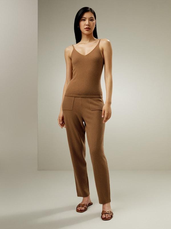 Pegged Cashmere Pants with Drawstrings Product Image