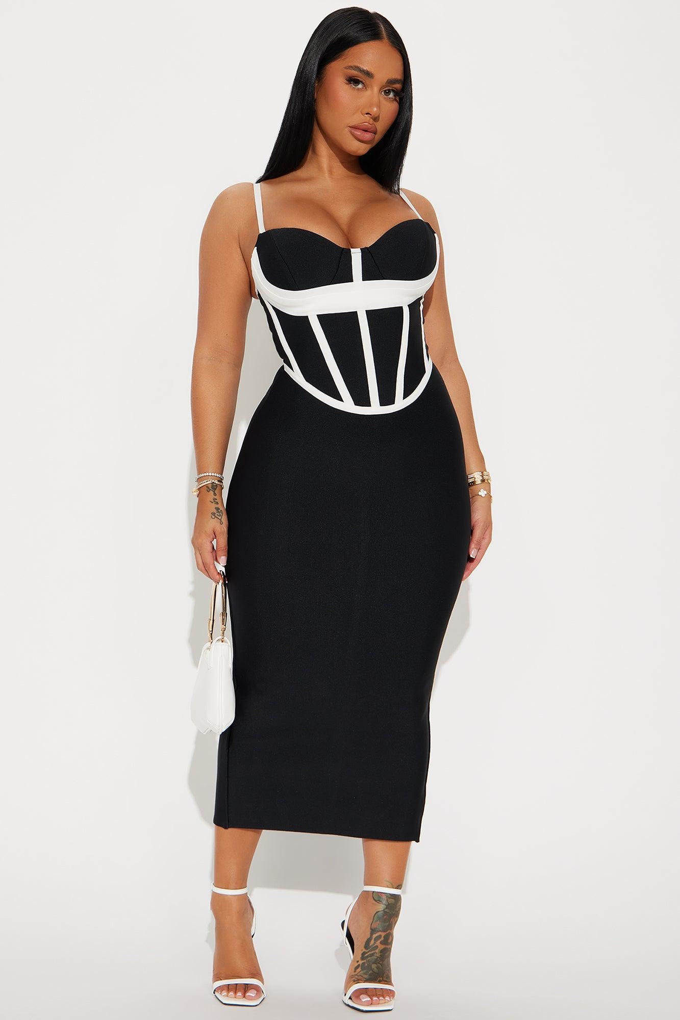 Linda Bandage Midi Dress - Black/White Product Image