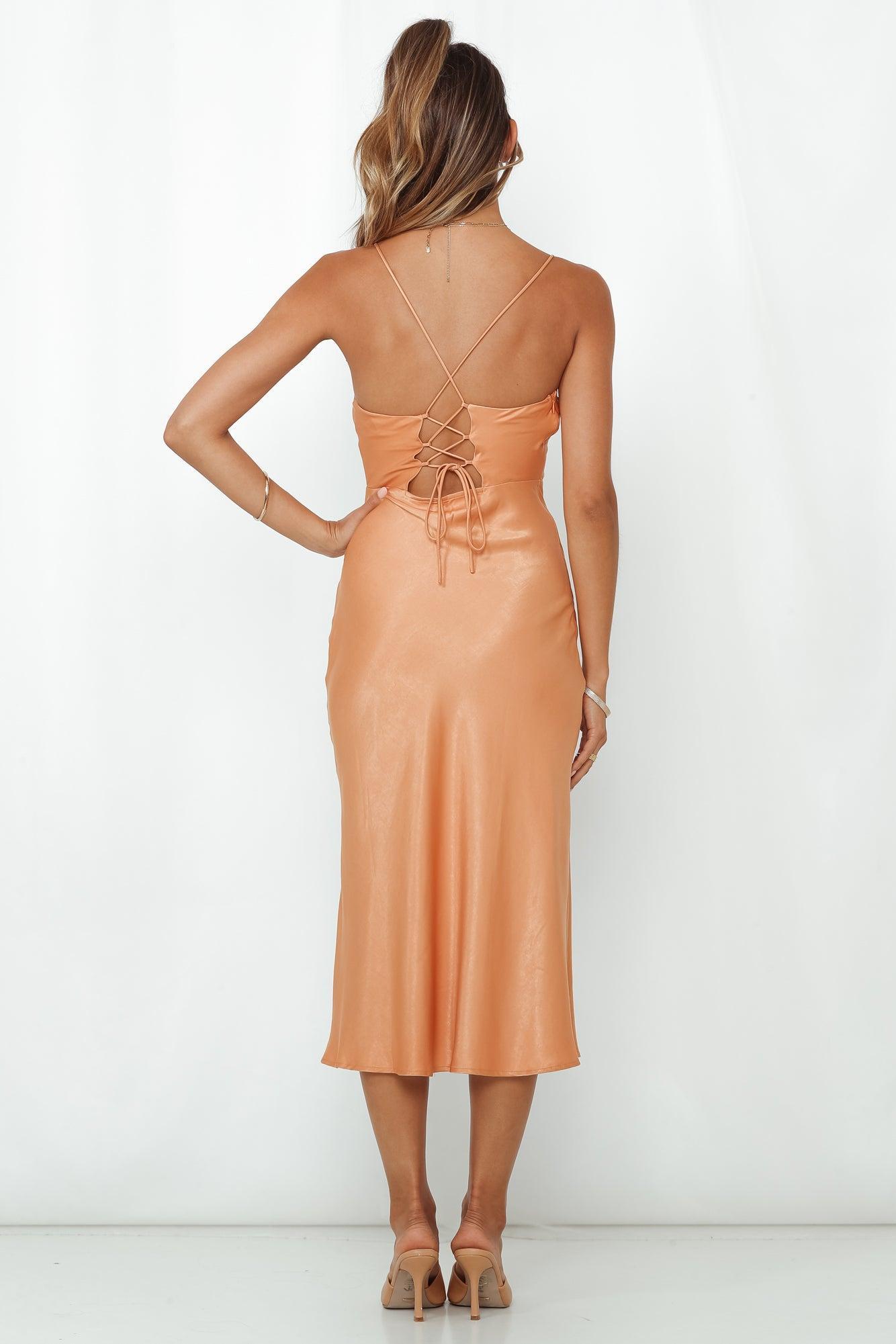 Crashing Prom Midi Dress Orange Product Image