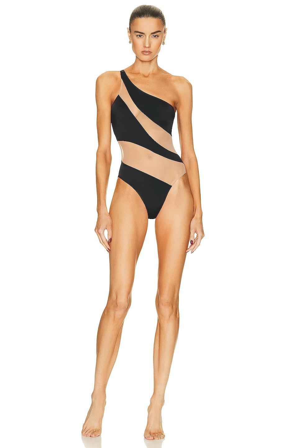 Norma Kamali Snake Mesh Mio One Piece in Black. - size XS (also in S) Product Image