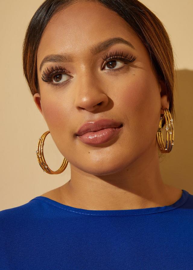 Plus Size Hammered Crystal Hoop Earrings Ashley Stewart Product Image