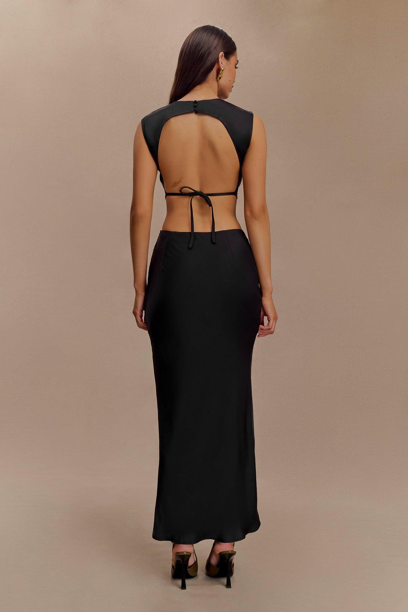 Viviana Satin Maxi Skirt - Black Product Image