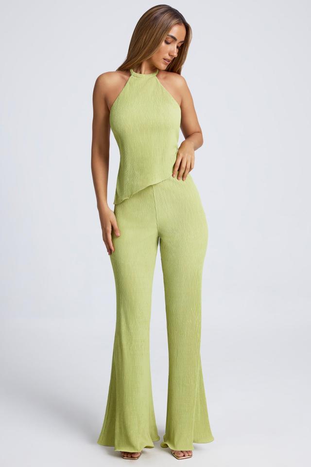 High-Waist Wide-Leg Trousers in Olive Green Product Image