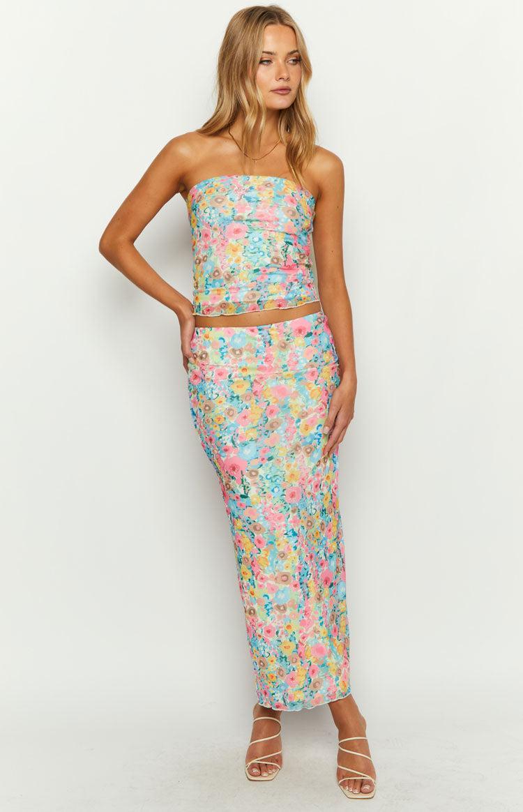 When in Rome Multi Floral Maxi Skirt Product Image