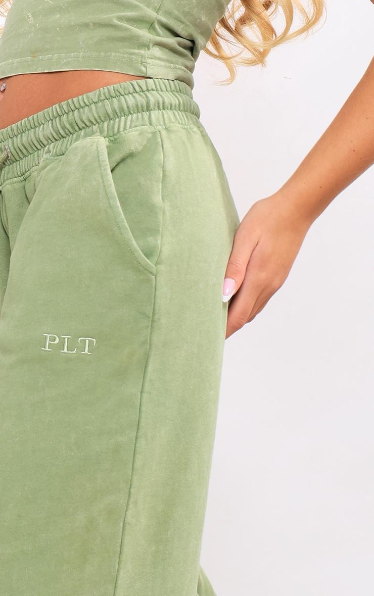 Olive Washed Oversized Low Rise Wide Leg Sweatpants Product Image