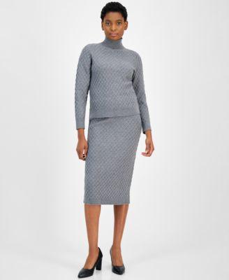 Anne Klein Womens Diamond Stitch Sweater Midi Skirt Product Image