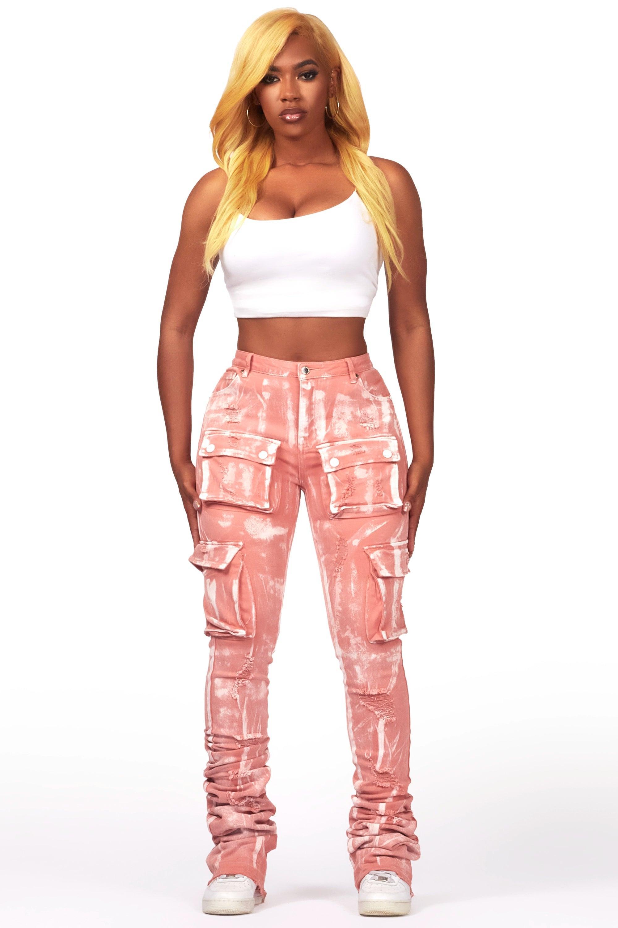 Kania Pink Cargo Super Stacked Jean Female Product Image