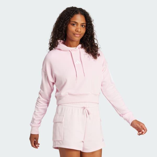 Essentials 3-Stripes French Terry Crop Hoodie Product Image