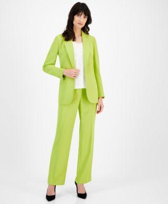 Anne Klein Womens Vision Twill Open Front Blazer Sequin Scoop Neck Sleeveless Top Vision Twill Bowie Pants Product Image