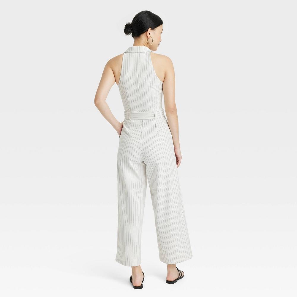 Womens Overt Occasion Jumpsuit - A New Day Cream Striped L Product Image