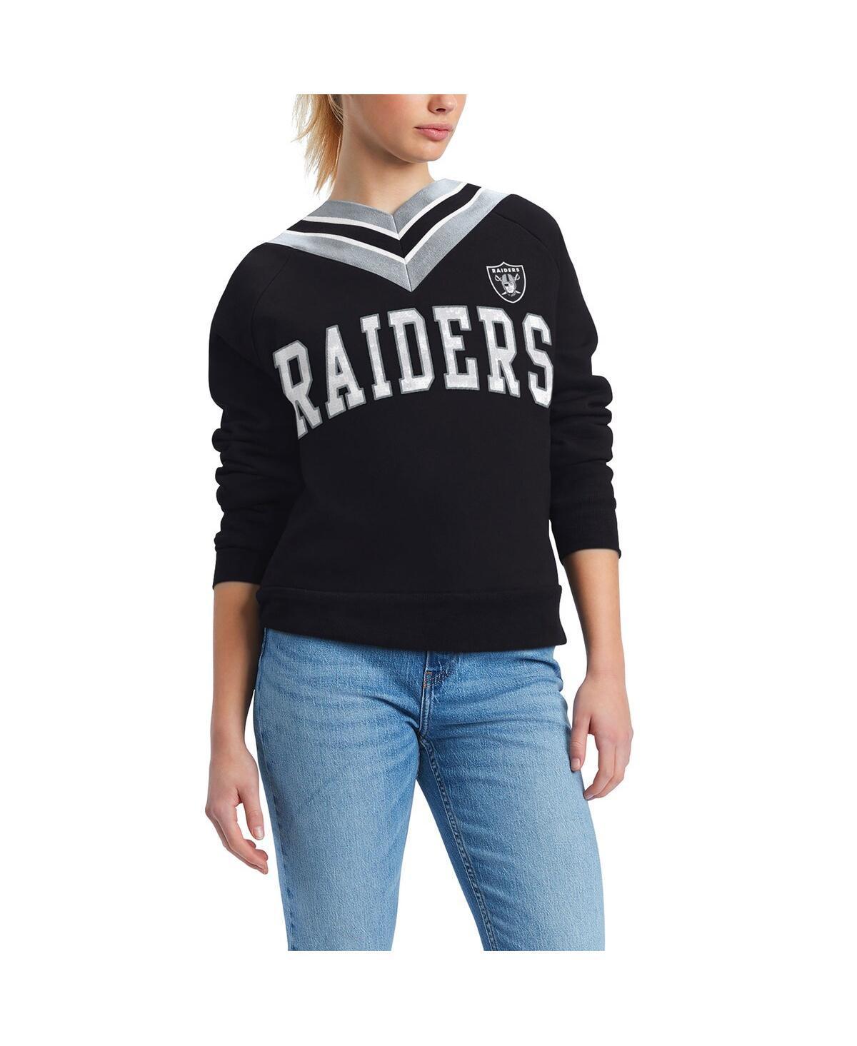 Womens Tommy Hilfiger Black Las Vegas Raiders Heidi V-Neck Pullover Sweatshirt product image