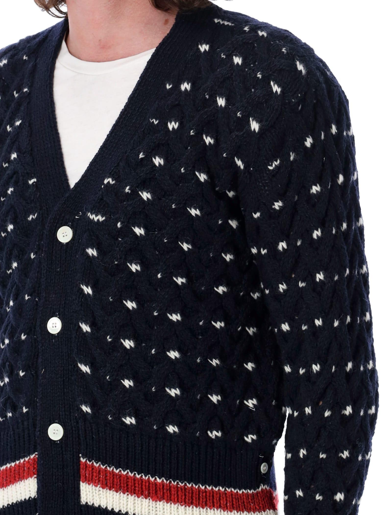 All-over Cable Stitch Cardigan In Blue Product Image